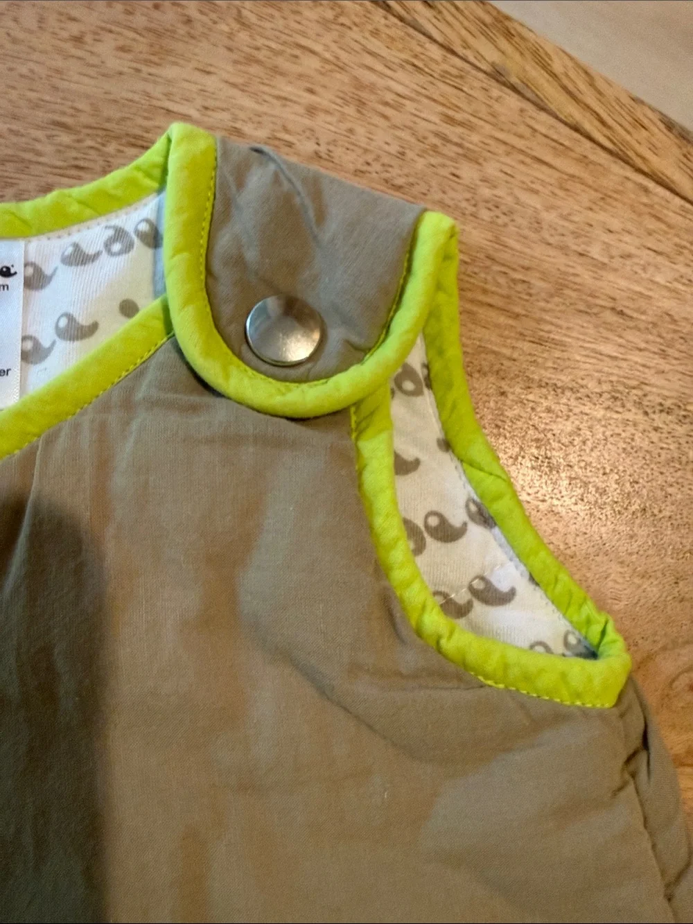 Kids Olive Sleep Sack with Lime Trim - Soft Sleeveless Pajama